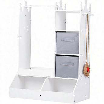 Kids Dress Up Storage with Lighted Mirror,Children's Costume Organizer for Bedroom, Playroom
