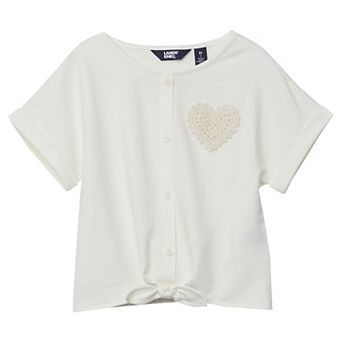 Girls 2-16 Lands' End Slouchy Button Front Terry Knit Top