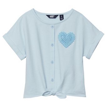 Girls 2-16 Lands' End Slouchy Button Front Terry Knit Top