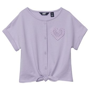 Girls 2-16 Lands' End Slouchy Button Front Terry Knit Top