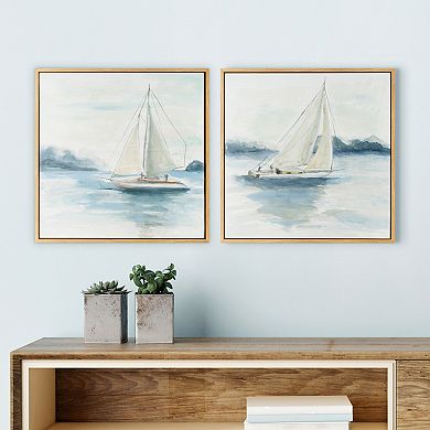 Sail From The Coast Canvas Wall Art Set of 2