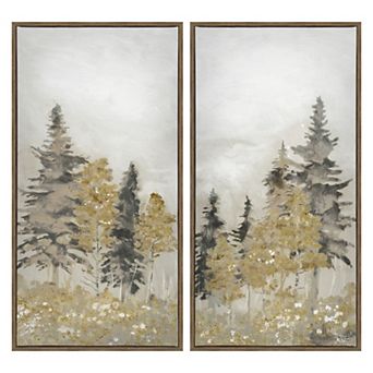 Gold and Indigo I Canvas Wall Art Set of 2