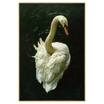Framed White Swan Canvas Wall Art