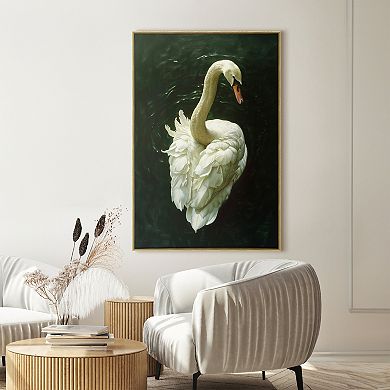 Framed White Swan Canvas Wall Art
