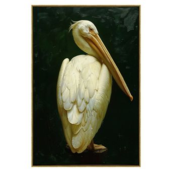 Framed White Pelican Canvas Wall Art