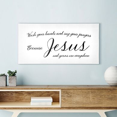 Wash Your Hands & Say Your Prayers Typography Canvas Wall Art