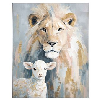 Lion & Lamb Abstract Canvas Wall Art