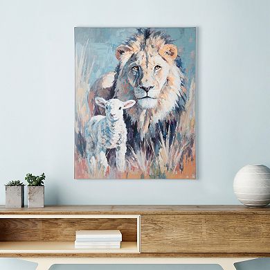Lion & Lamb Pastel Canvas Wall Art