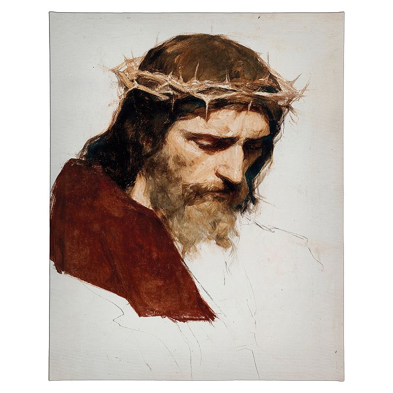 Crowned Jesus Portrait Canvas Wall Art, Multi
