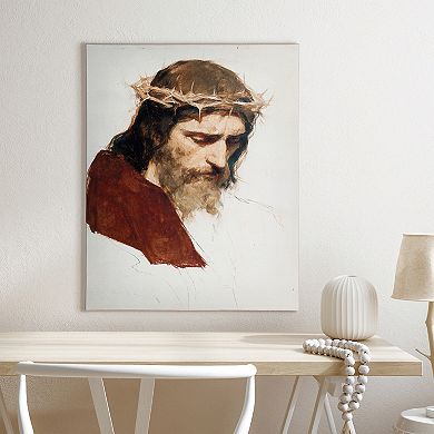 Crowned Jesus Portrait Canvas Wall Art