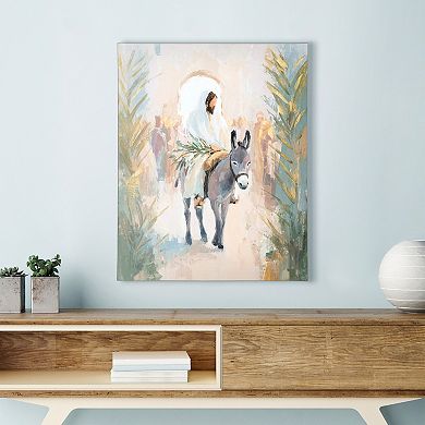Palm Sunday Jesus & Donkey Canvas Wall Art