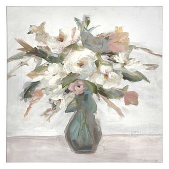 Abstract White Floral Bouquet Canvas Wall Art