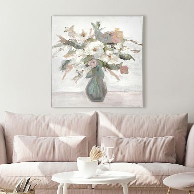Abstract White Floral Bouquet Canvas Wall Art