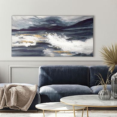 Abstract Ocean Waves Panoramic Canvas Wall Art