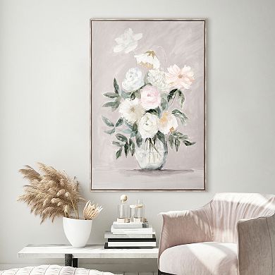 Framed Pastel Floral Vase Canvas Wall Art