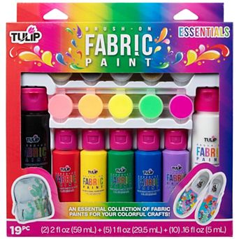 Tulip Brush-On Fabric Paint Essentials 19 pc Craft Kit