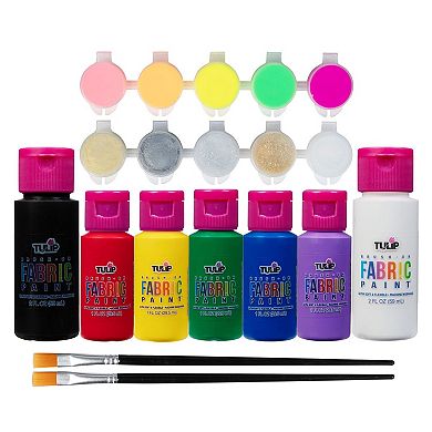 Tulip Brush-On Fabric Paint Essentials 19-Piece Craft Kit