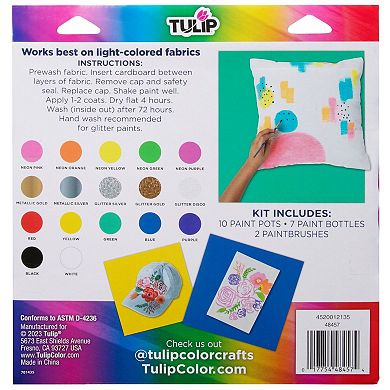 Tulip Brush-On Fabric Paint Essentials 19-Piece Craft Kit