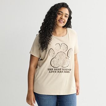 Plus Size Love Has Paws Short Sleeve Graphic Tee