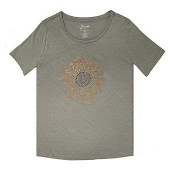 Plus Size Missy Sunflower Rhinestones Graphic Tee