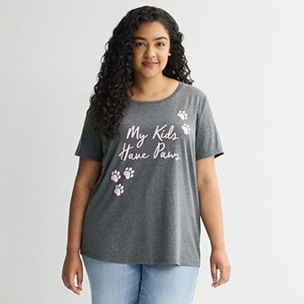 Plus Size My Kids Have Paws Short Sleeve Graphic Tee