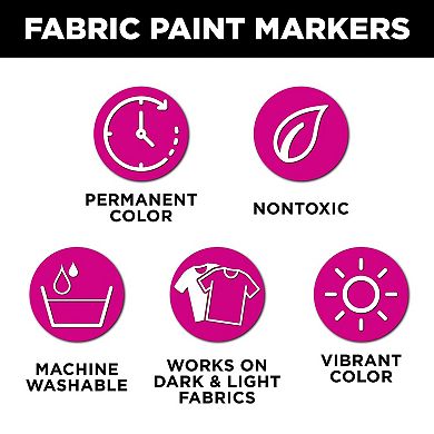 Tulip Glitter Fabric Paint Markers 5-Pack Permanent Fabric Markers