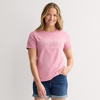 Women's Think Happy Thoughts Short Sleeve Graphic Tee