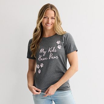 Women's My Kids Have Paws Short Sleeve Graphic Tee