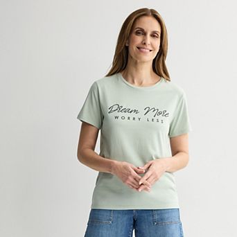 Women's Dream More Worry Less Short Sleeve Graphic Tee