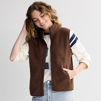 Juniors' SO® Full Zip Teddy Fleece Vest