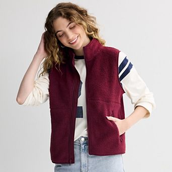 Juniors' SO® Full Zip Teddy Fleece Vest