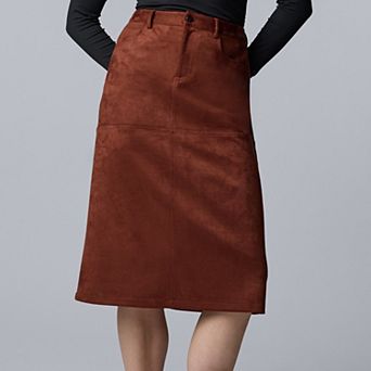 Women's Simply Vera Vera Wang Suede Midi Skirt