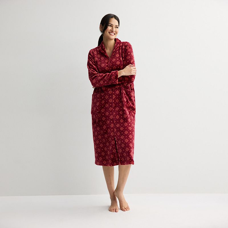 Women's Croft & Barrow® Long Plush Sleep Robe,