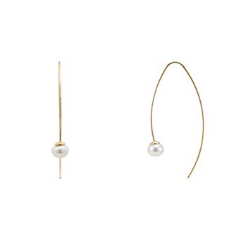 PRIMROSE Freshwater Cultured Pearl Polished Threader Earrings