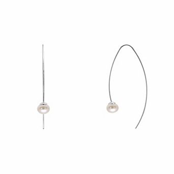 PRIMROSE Freshwater Cultured Pearl Polished Threader Earrings