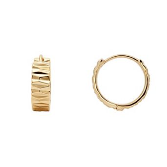 PRIMROSE 14k Gold Flash Plated Diamond Cut Hoop Earrings