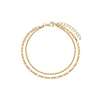 PRIMROSE 14k Gold Flash Plated Cubic Zirconia Accent Rope Chain & Mariner Chain Bracelet