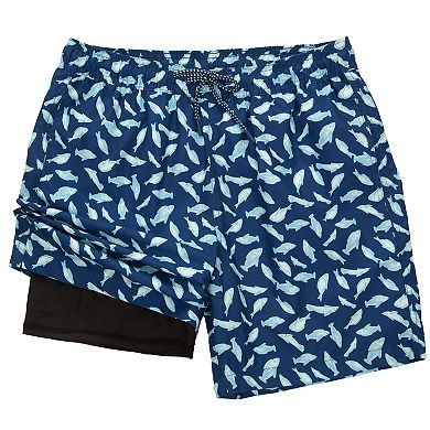 Men's Rokka&Rolla 7-inch Compression Liner Swim Trunks with Back Zipper Pocket