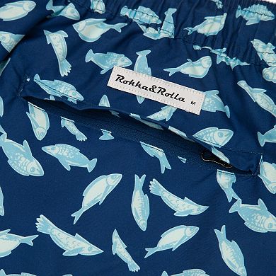 Men's Rokka&Rolla 7-inch Compression Liner Swim Trunks with Back Zipper Pocket