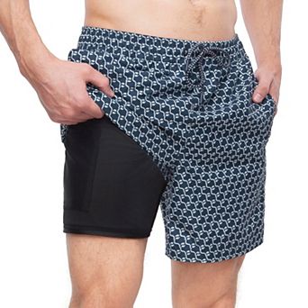 Men's Rokka&Rolla 7-inch Compression Liner Swim Bottoms with Back Zipper Pocket