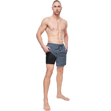 Men's Rokka&Rolla 7-inch Compression Liner Swim Bottoms with Back Zipper Pocket