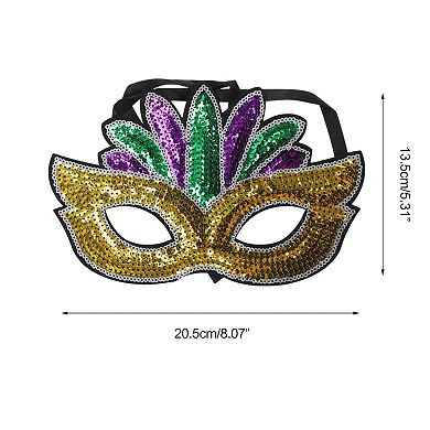 Multicolor Sequins Party Mask Purple Green Yellow 1 Pc
