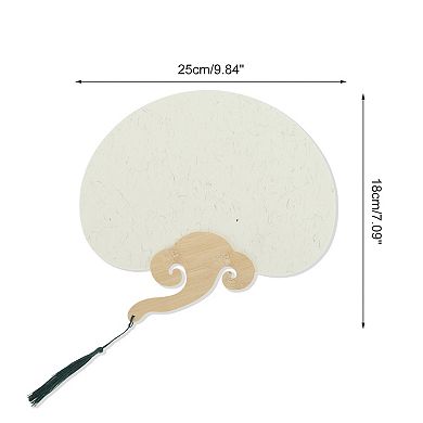 Portable Double-Sided Short Handle Round Ruyi Xuan Paper Folding Fan 1Pc Light Gray Green