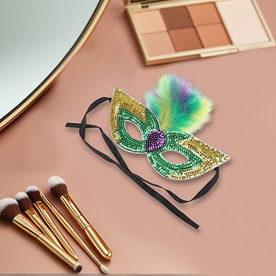 Feather Sequins Half Face Party Mask for Mardi Gras Costume Events 1 Pc