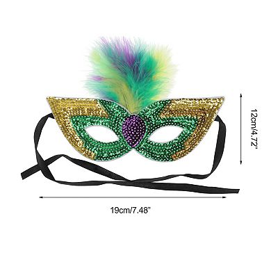 Feather Sequins Half Face Party Mask for Mardi Gras Costume Events 1 Pc