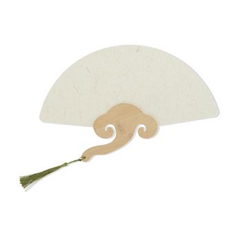 Portable Double-Sided Short Handle Round-Shaped Folding Fan 1 pc
