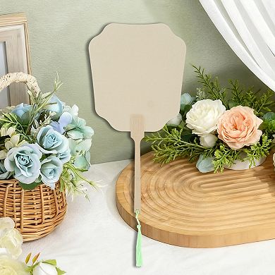 Portable Double-Sided Long Handle Round Flying Fairy Folding Fan 1Pc