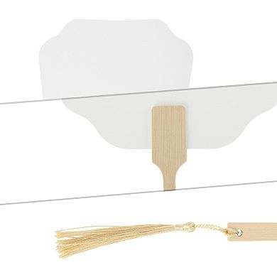 Portable Double-Sided Long Handle Round Flying Fairy Folding Fan 1Pc