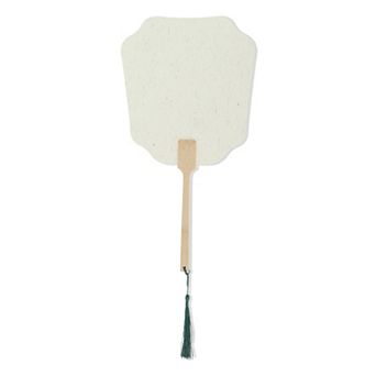 Portable Double-Sided Long Handle Round Flying Fairy Folding Fan 1 pc