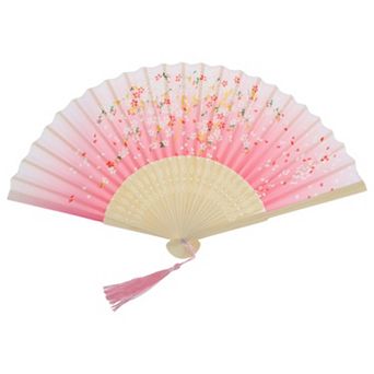 Ancient Style Folding Fan for Weddings and Parties 1 pc Rose Red